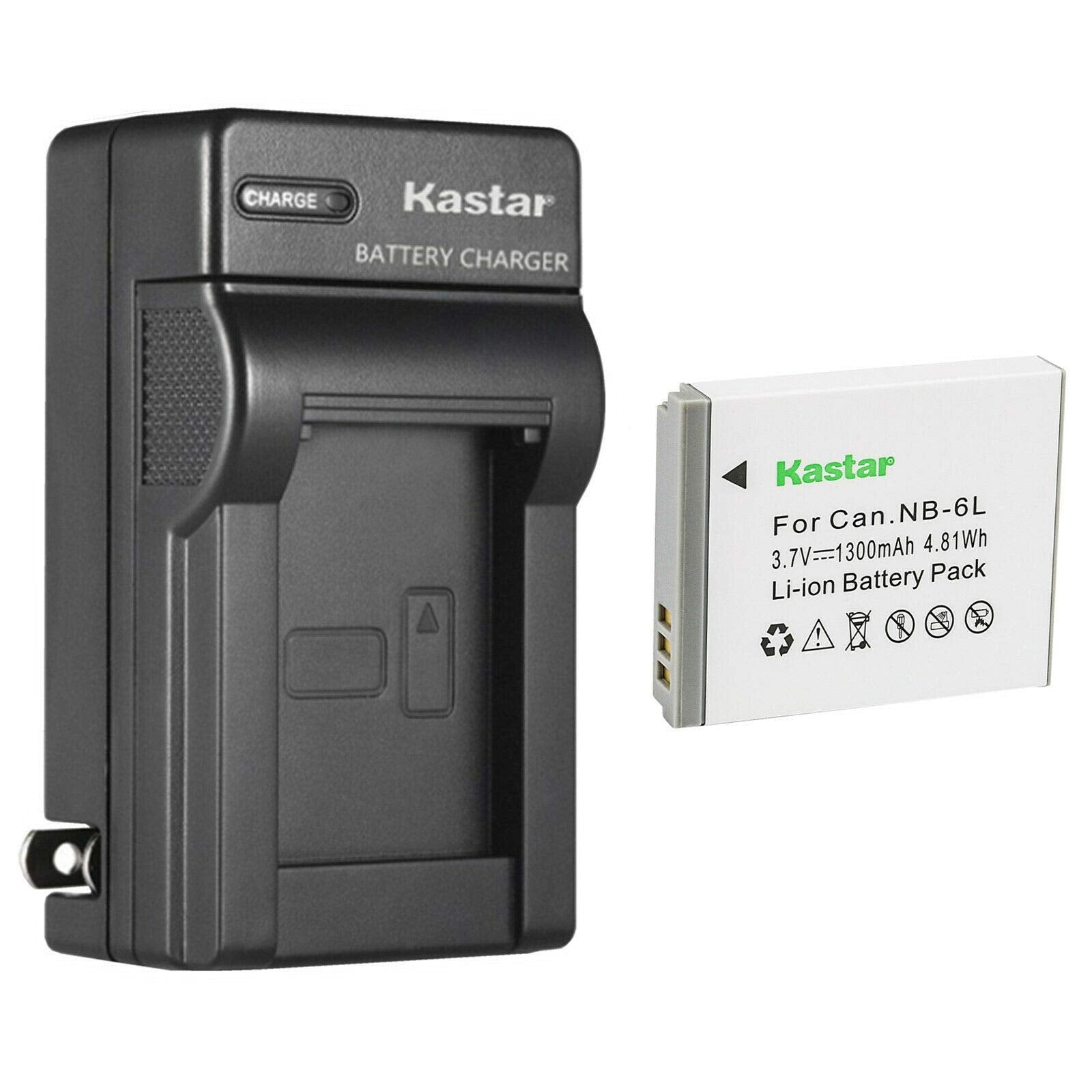 Kastar - Paquete de 1 batería y cargador de pared AC de repuesto para Canon NB-6L, batería NB-6LH, cargador CB-2LY, Canon IXUS 85 is, IXUS 95 is, IXY Digital 25 is, Digital IXUS 200 is, cámara digital