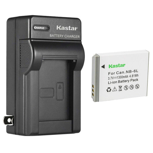 Kastar - Paquete de 1 batería y cargador de pared AC de repuesto para Canon NB-6L, batería NB-6LH, cargador CB-2LY, Canon IXUS 85 is, IXUS 95 is, IXY Digital 25 is, Digital IXUS 200 is, cámara digital
