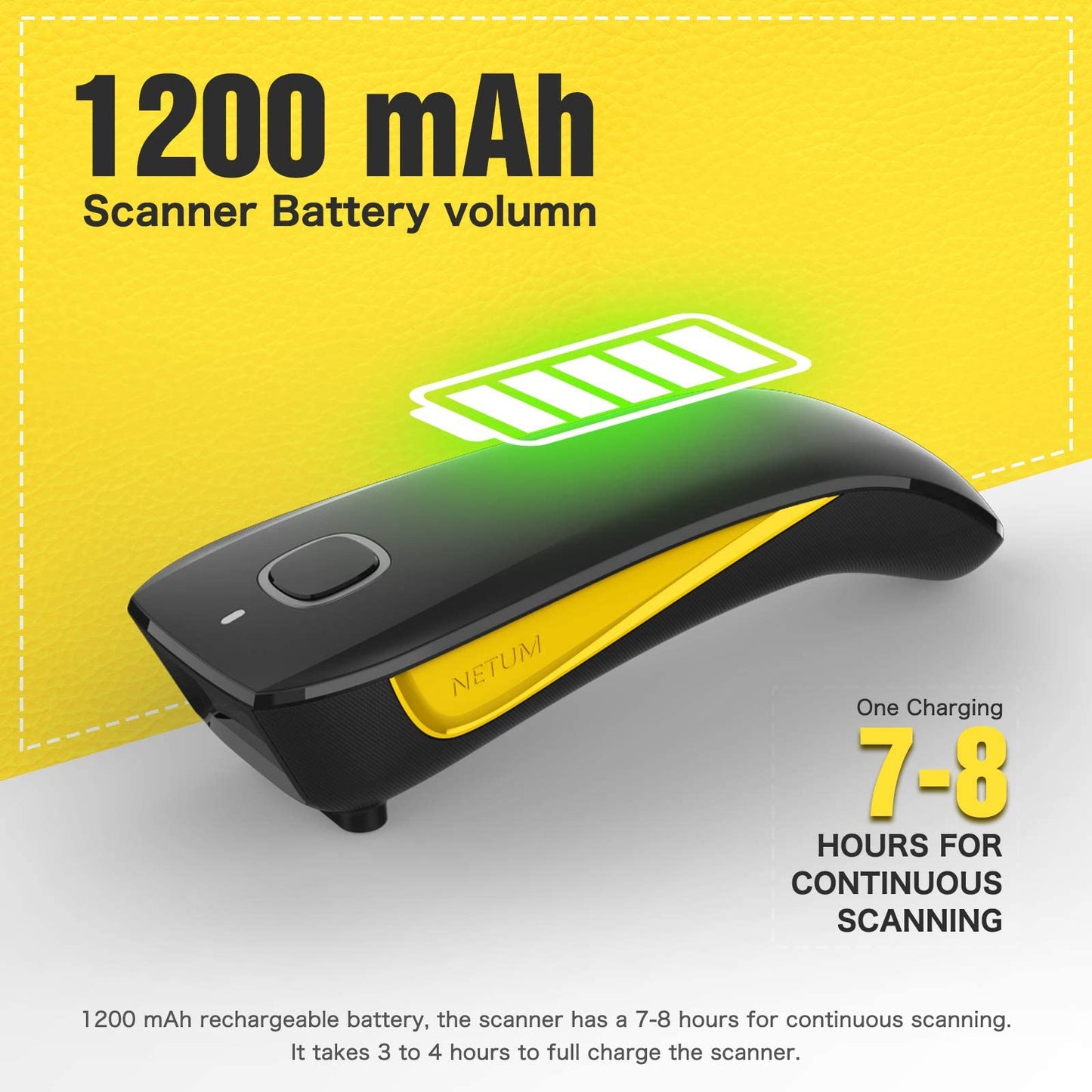 NETUM Escáner de código QR, mini escáner de código de barras compatible con Bluetooth, pequeño escáner portátil USB 1D 2D de código de barras para inventario, lector de imágenes inalámbrico 2.4G para