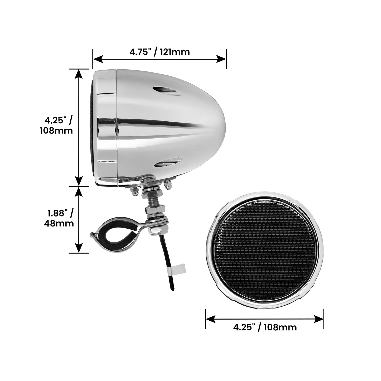 BOSS Audio Systems MC475BA - Altavoces para Motocicleta de 3 Pulgadas, Bluetooth, Amplificador Incorporado, Resistente a la Intemperie, Control de Volumen, Compatible con ATV UTV
