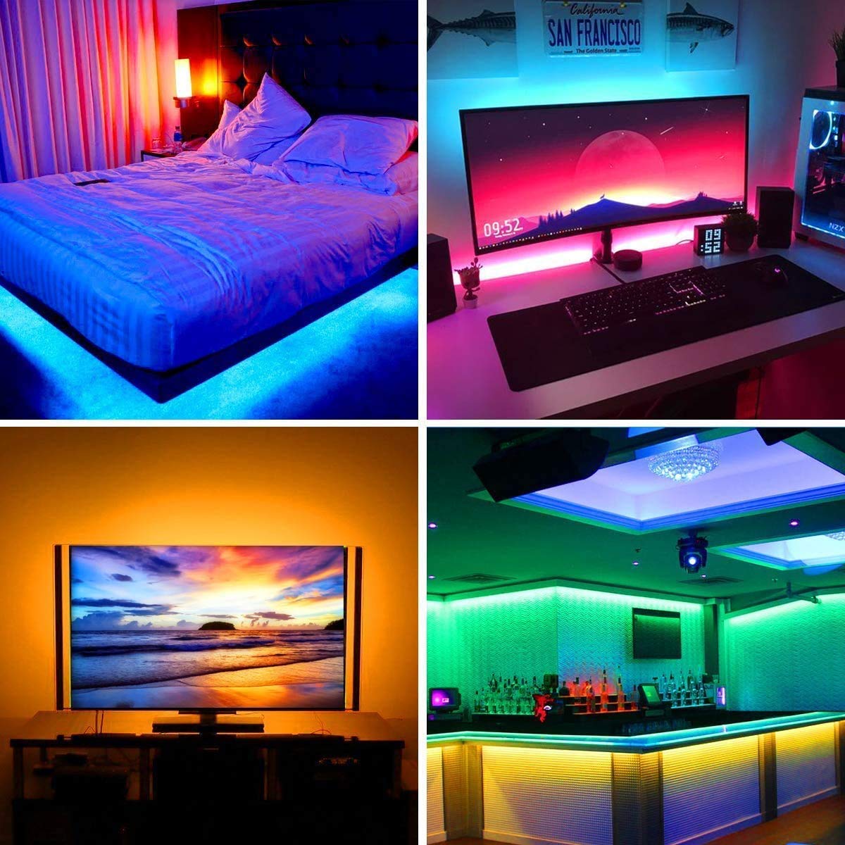 Tira Led TV Fotgear RGB 5050 2M USB Control de App Impermeable IP65 para Decoración del Hogar y al Aire Libre
