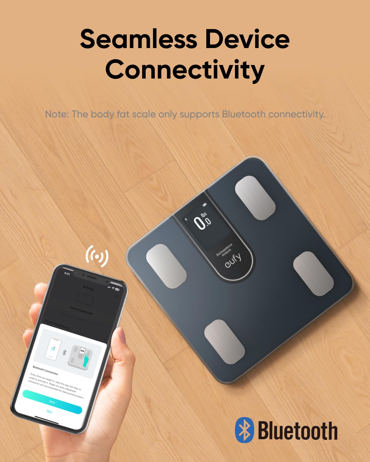 Báscula Inteligente eufy C2 con Medición Cardíaca y Modelo Corporal 3D Blanca 180 kg