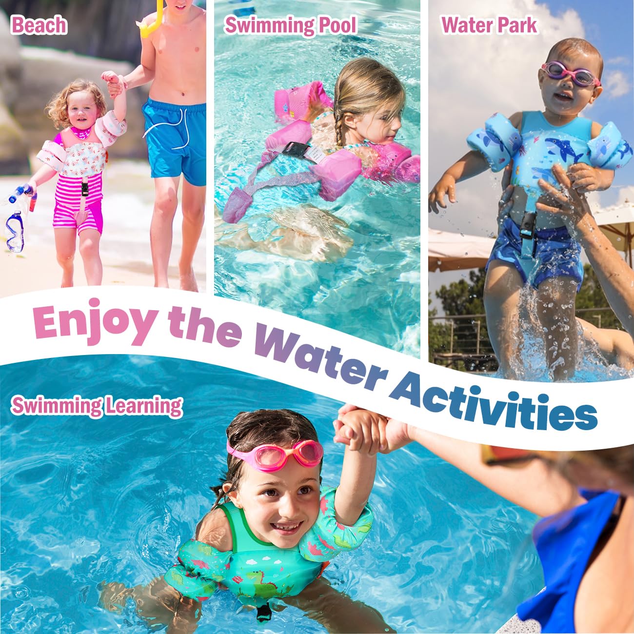 HeySplash - Chaleco de natación para niños pequeños, para niños pequeños, de 12 a 30 libras, suéter para charco con correa ajustable, chamarra flotadora para alberca, ala de agua flotante, ayuda para