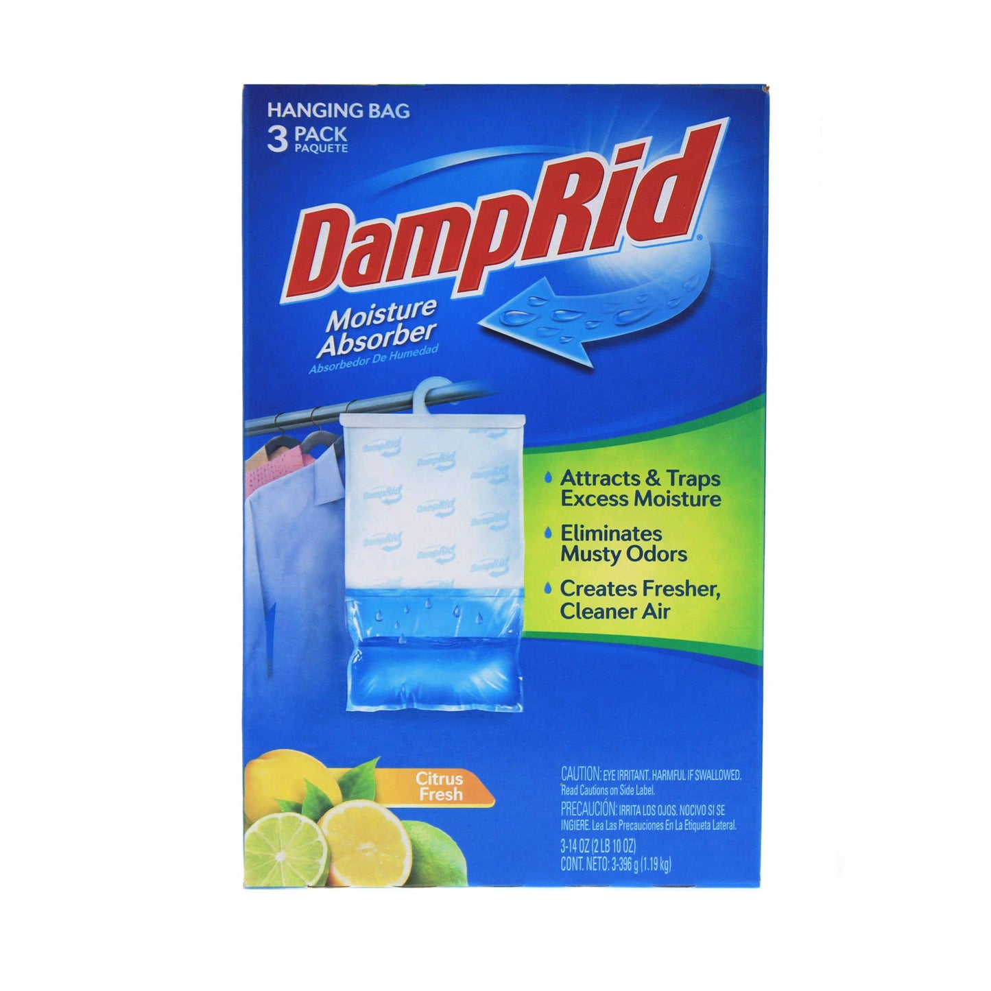 DampRid FG83CF - Amortiguador de humedad para colgar cítricos (3 unidades), color blanco