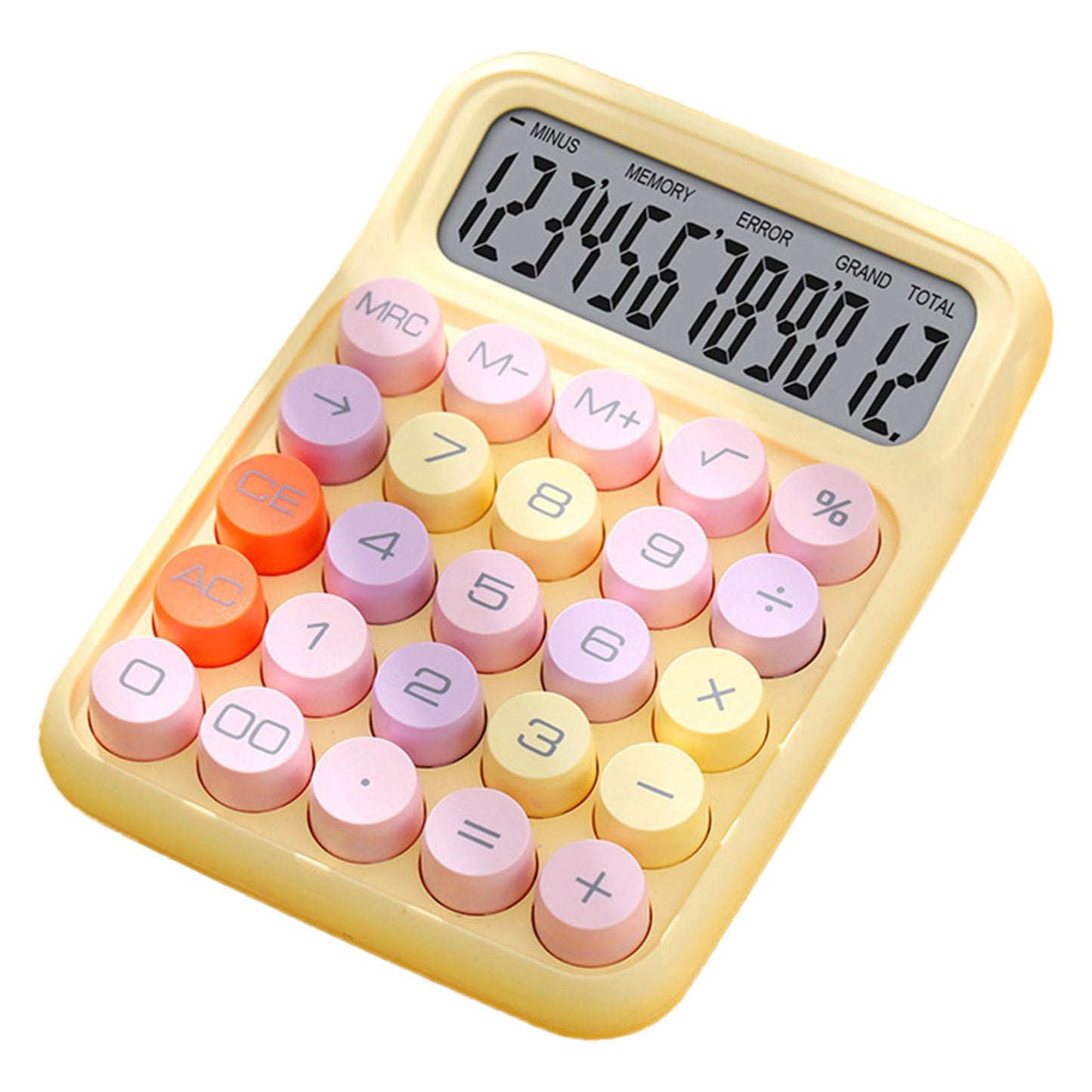 Calculadora Electrónica de Colores, Calculadora a Prueba de Salpicaduras, Conveniente para Uso Escolar y Doméstico (Amarillo)