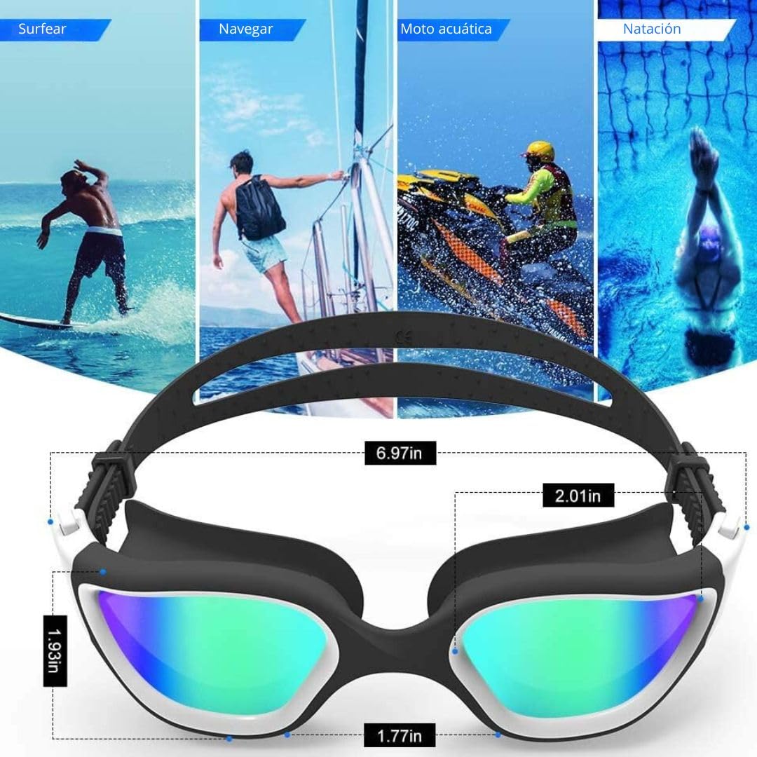 Hirola Goggles de Natación Polarizadas, Gafas Anti Empañamiento Profesionales para Adultos, Hombres y Mujeres (Blanco)