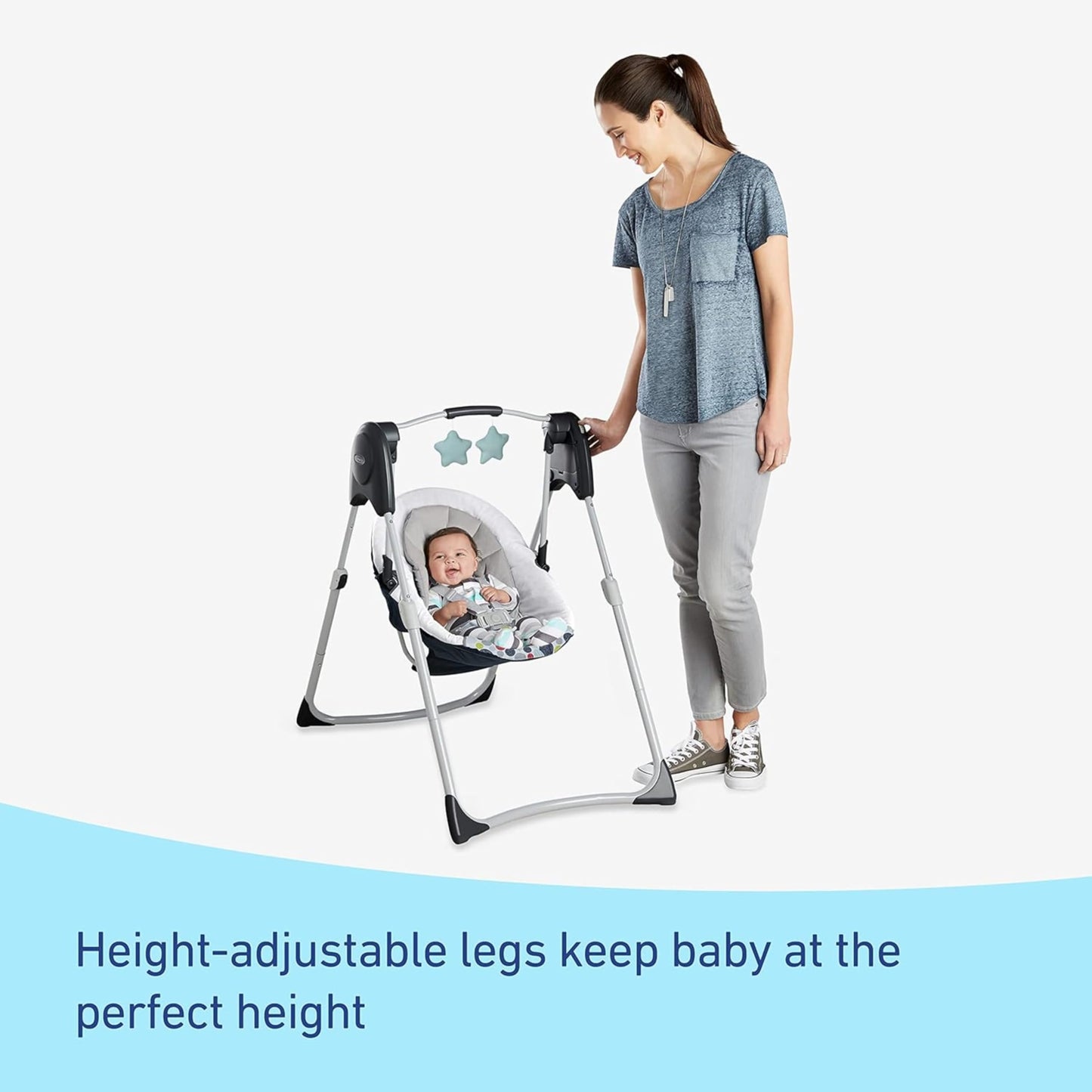 Graco® Slim Spaces™ Columpio Compacto para bebé, Reign