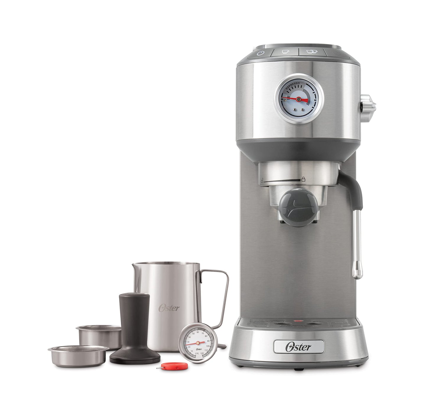 Cafetera Espresso Oster PB Slim Plateado Compacta