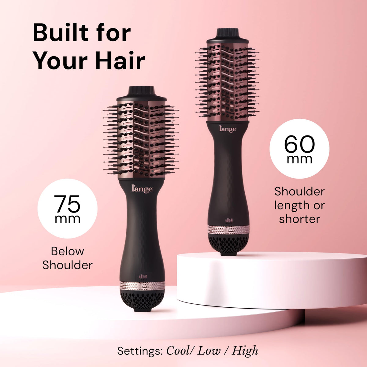 Cepillo Secador de Titanio L'ANGE HAIR Negro 2 en 1 para Cabello Suave y sin Frizz