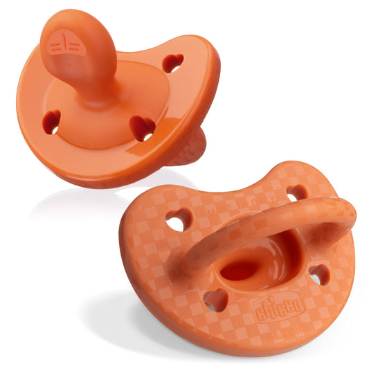 Chicco PhysioForma® - Chupete de silicona de lujo de una pieza para bebés de 16 a 24 m | Escudo texturizado de moda | Sin BPA y látex | Funda esterilizante reutilizable | Terracota, 2 unidades