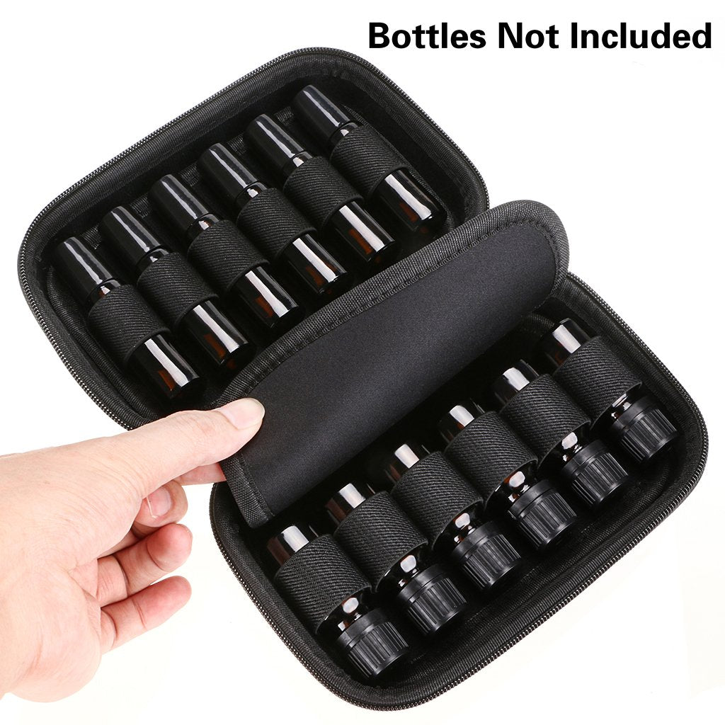 Hipiwe Hard Shell Essential Oil Carrying Case Holds 12 Bottles (Can hold 5ml, 10ml, &10ml Rollers) Travel Size Essential Oils Bag Organizer Perfect for Young Living, doTERRA, and more (Purple)