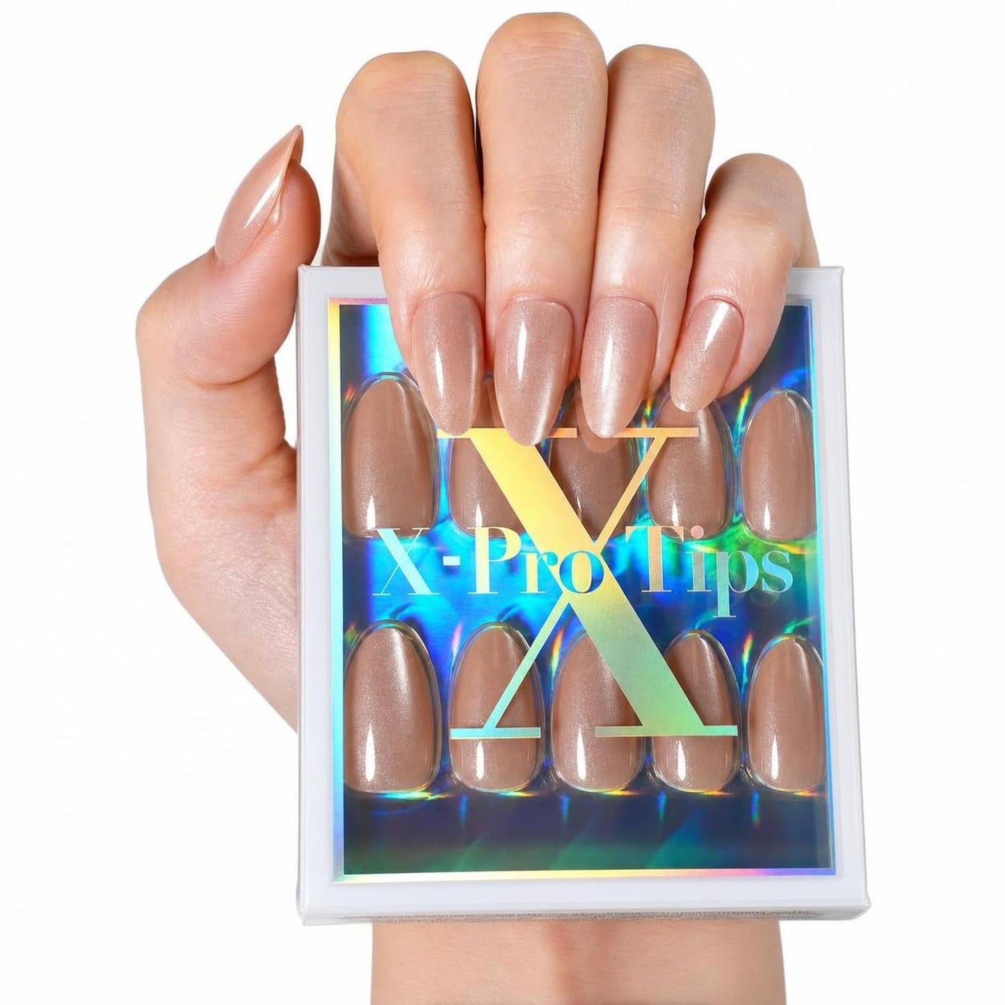 SXC Uñas postizas de la marca Cosmetics | Serie X1, almendra corta (021 Champagne Pearl)