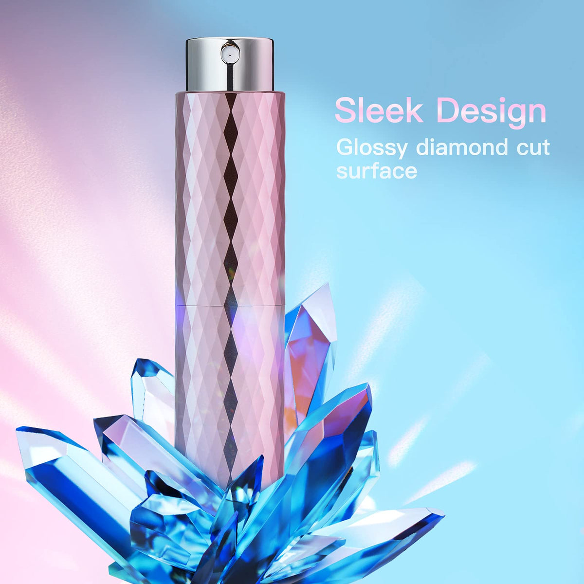 Lisapack - Dispensador de perfume de 8 ml (3 piezas), pequeño dispensador de perfume recargable, aspiradora para viajes, pulverizador de colonia portátil (patrón esculpido, plata, rosa, negro)