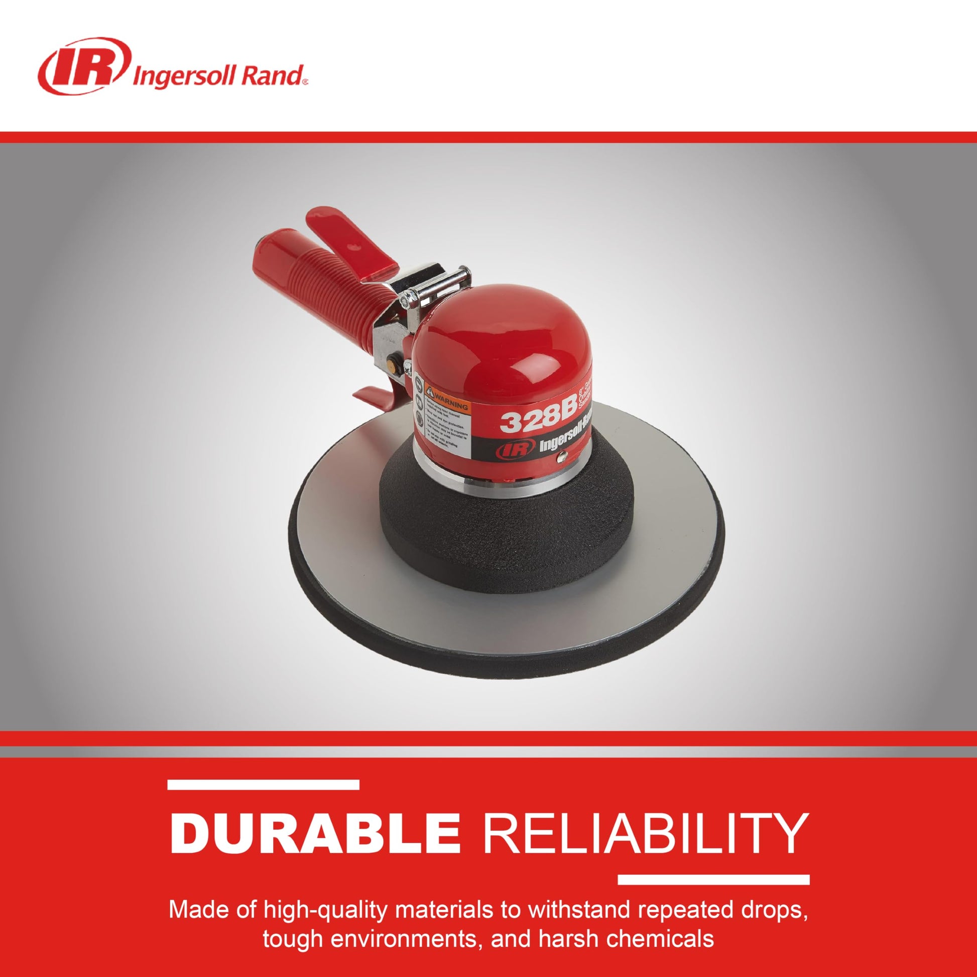 Ingersoll Rand Lijadora Neumática Orbital con Engranajes de Doble Acción 328B, Almohadilla Adhesiva de 8", órbita de 5/32", 825 RPM, 0,25 HP