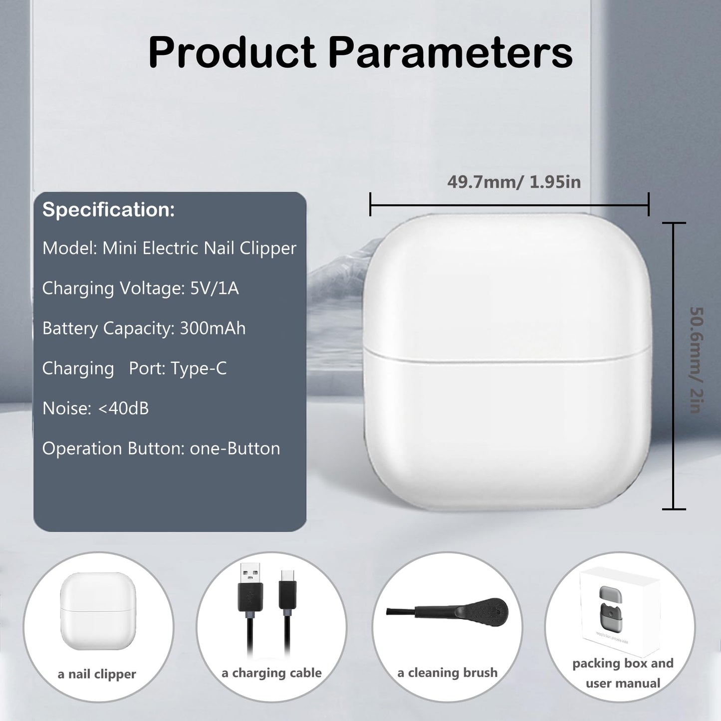 Mini cortaúñas eléctrico, recortadora automática de uñas con luz LED y almacenamiento de restos de uñas, recortadora de uñas recargable para bebés y personas mayores (blanco)
