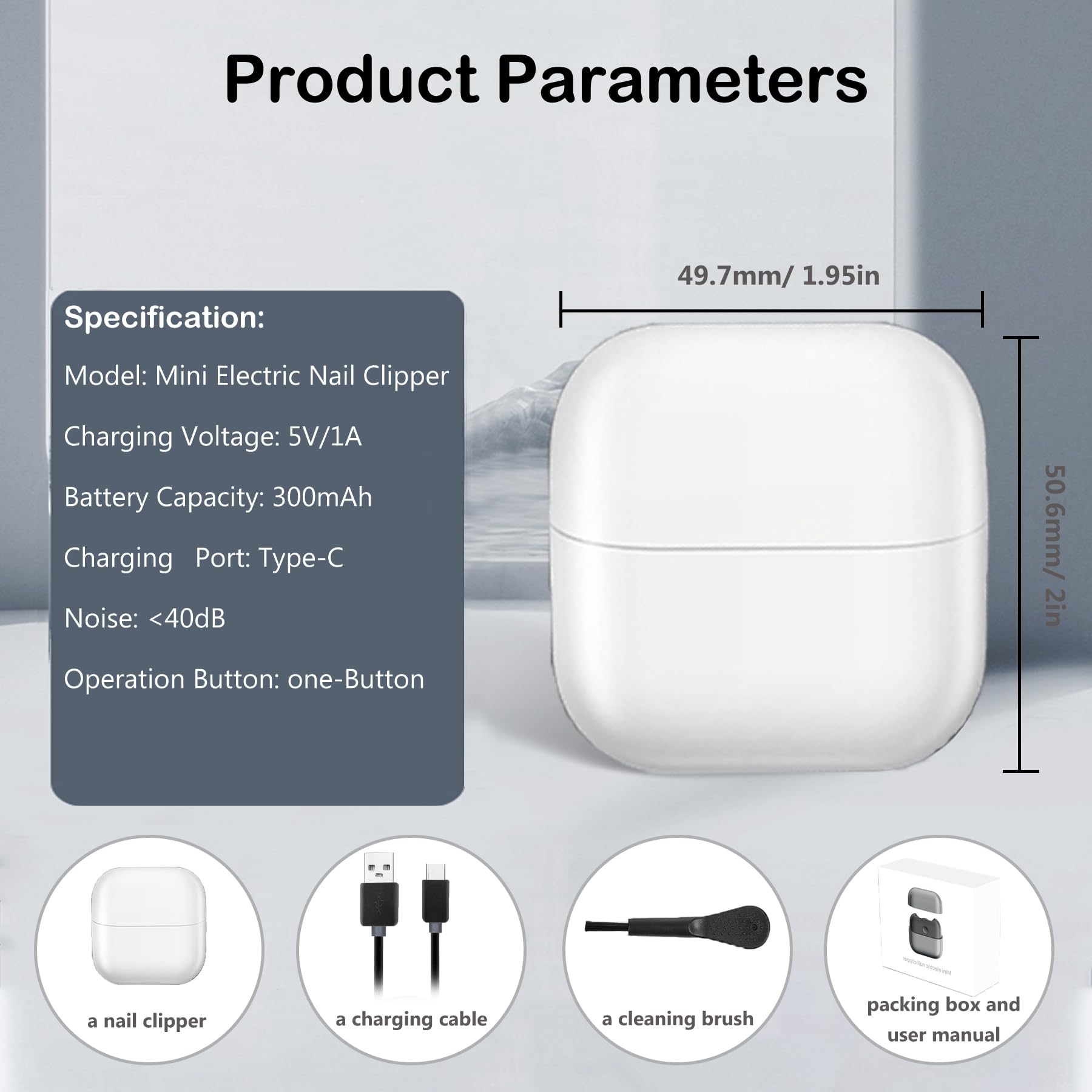 Mini cortaúñas eléctrico, recortadora automática de uñas con luz LED y almacenamiento de restos de uñas, recortadora de uñas recargable para bebés y personas mayores (blanco)
