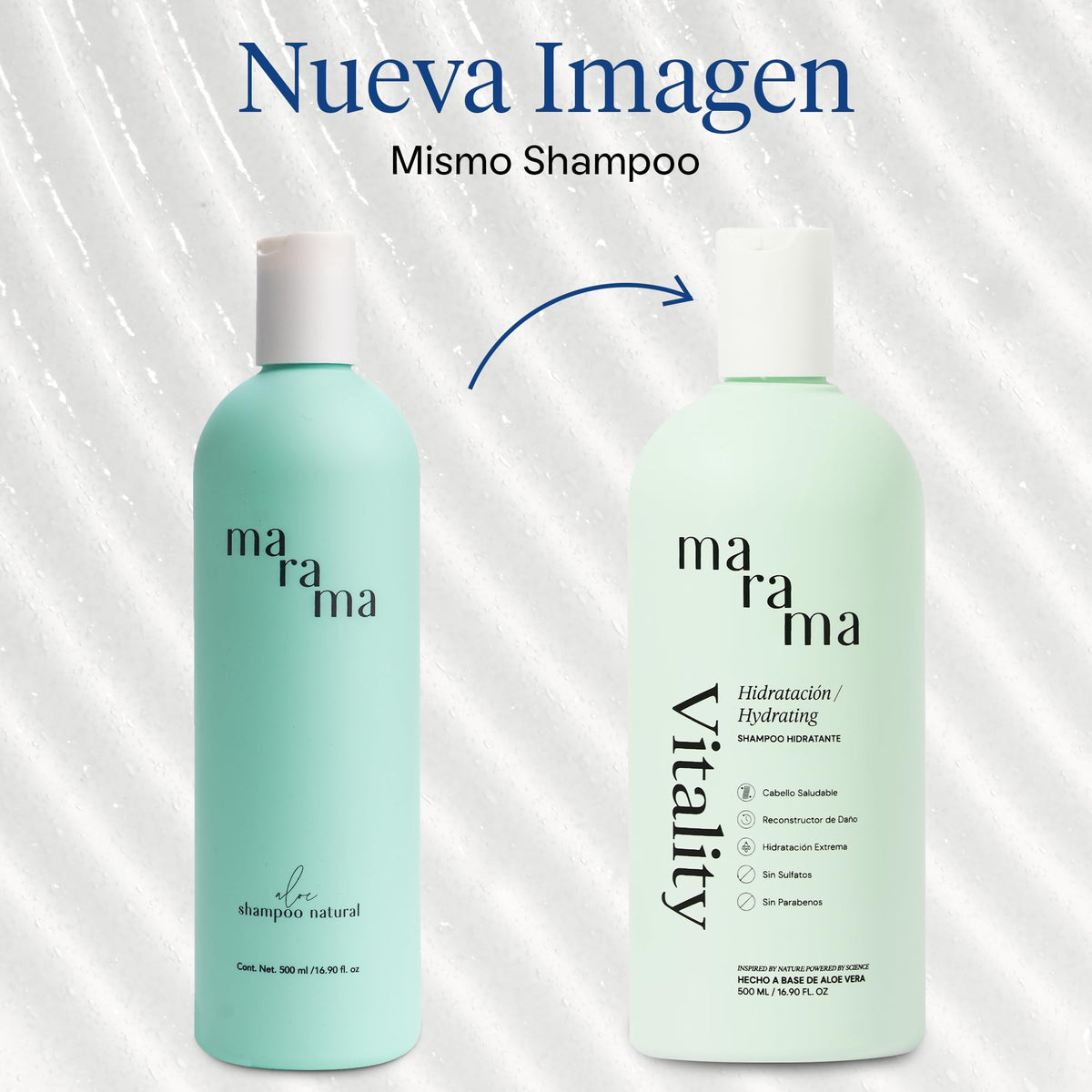 MARAMA | Vitality Shampoo sin Parabenos - Aloe Vera - 500 ml | Fortalece - Tratamiento para pelo Maltratado - Suavizante | Anti Frizz Cabello | Vegano - Cruelty-Free - Reciclable