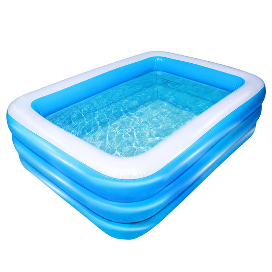 AsterOutdoor - Piscina Inflable de tamaño Completo sobre el Piso para niños, para Adultos, niños, niños pequeños, 77 x 55 x 23 Pulgadas, Gruesa, para Patio Trasero, jardín, Fiesta, Azul