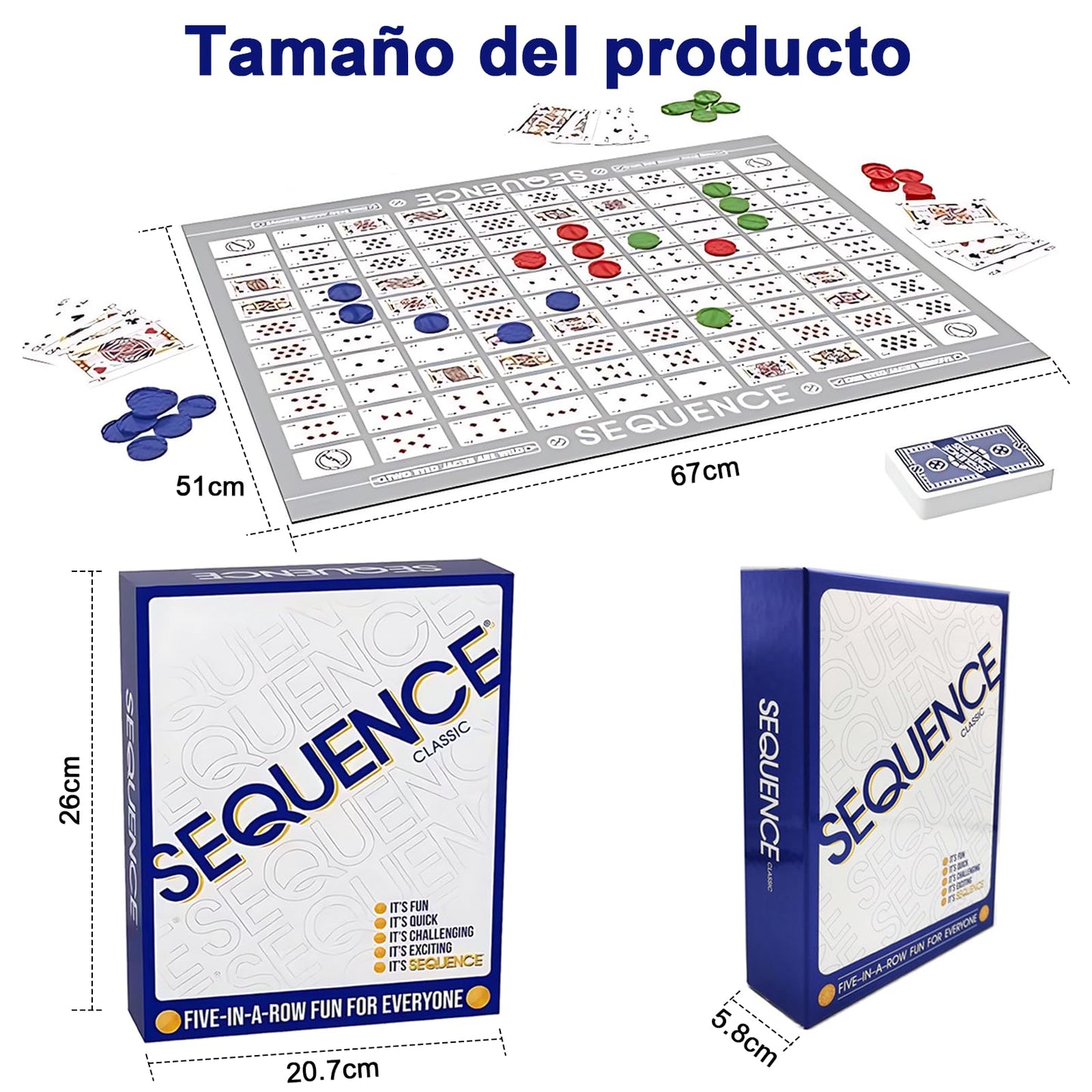 Juego de Mesa TDVCVZSD Azul con Cartas y Fichas para Fiestas y Familias