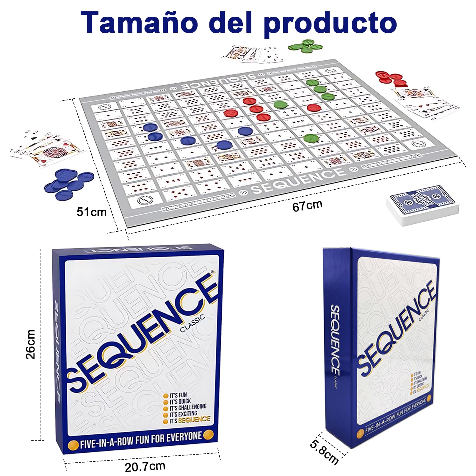 Juego de Mesa TDVCVZSD Azul con Cartas y Fichas para Fiestas y Familias