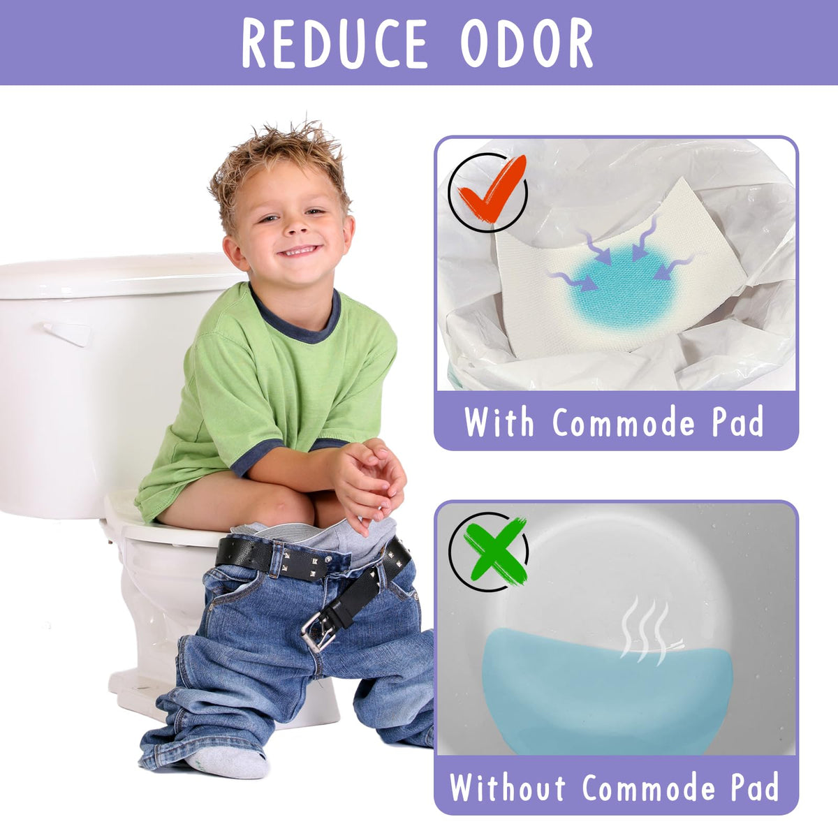 REFLYAWAY 100 paquetes de almohadillas para orejas de orina súper absorbentes portátiles para niños utilizados con bolsas de viaje para orinal, forros desechables para niños pequeños, asiento de