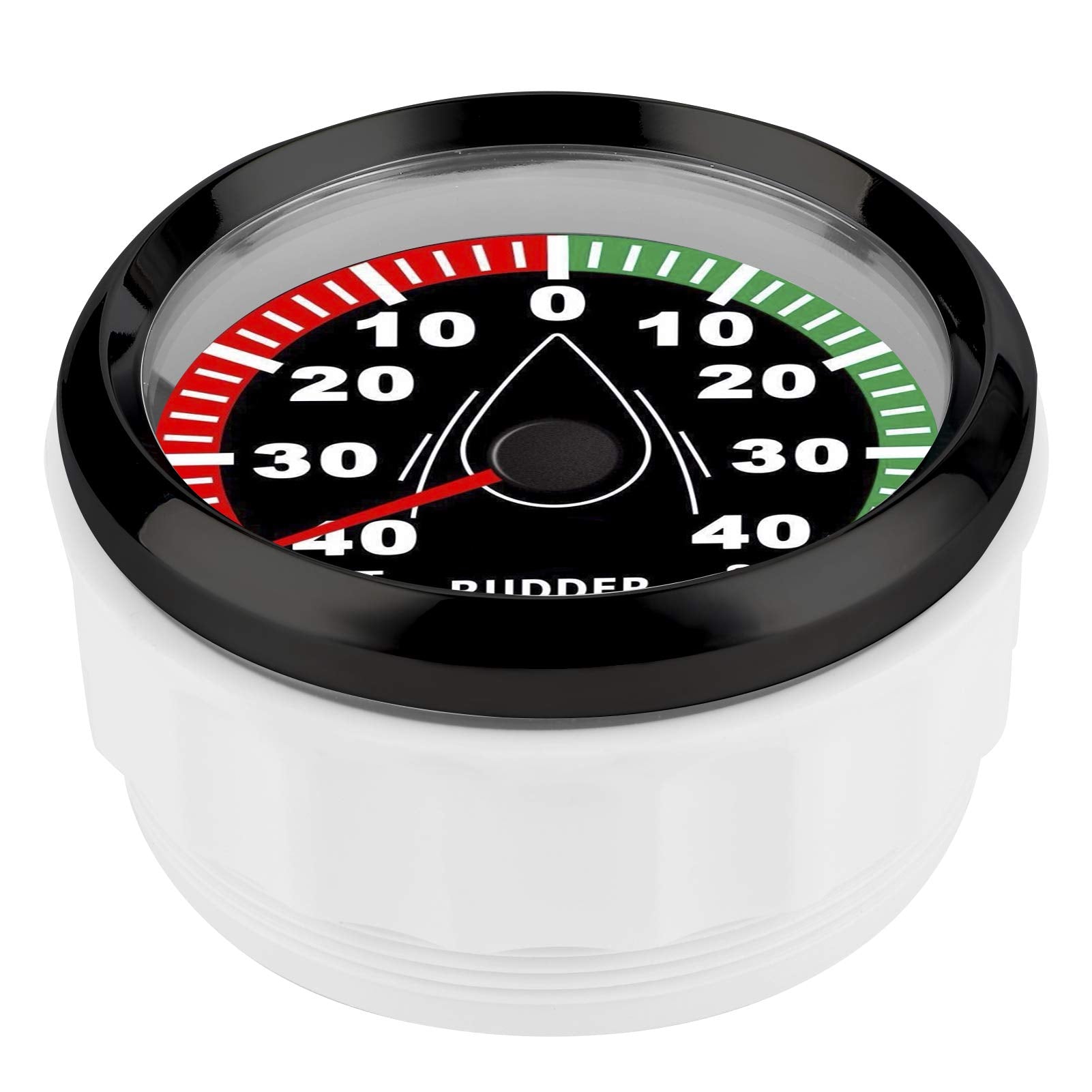 Indicador de ángulo de Timón, 85 Mm Medidor de ángulo de Timón de Barco IP67 Impermeable Retroiluminación Multicolor 9-32V Dirección Ajustable(Marco negro sobre negro)