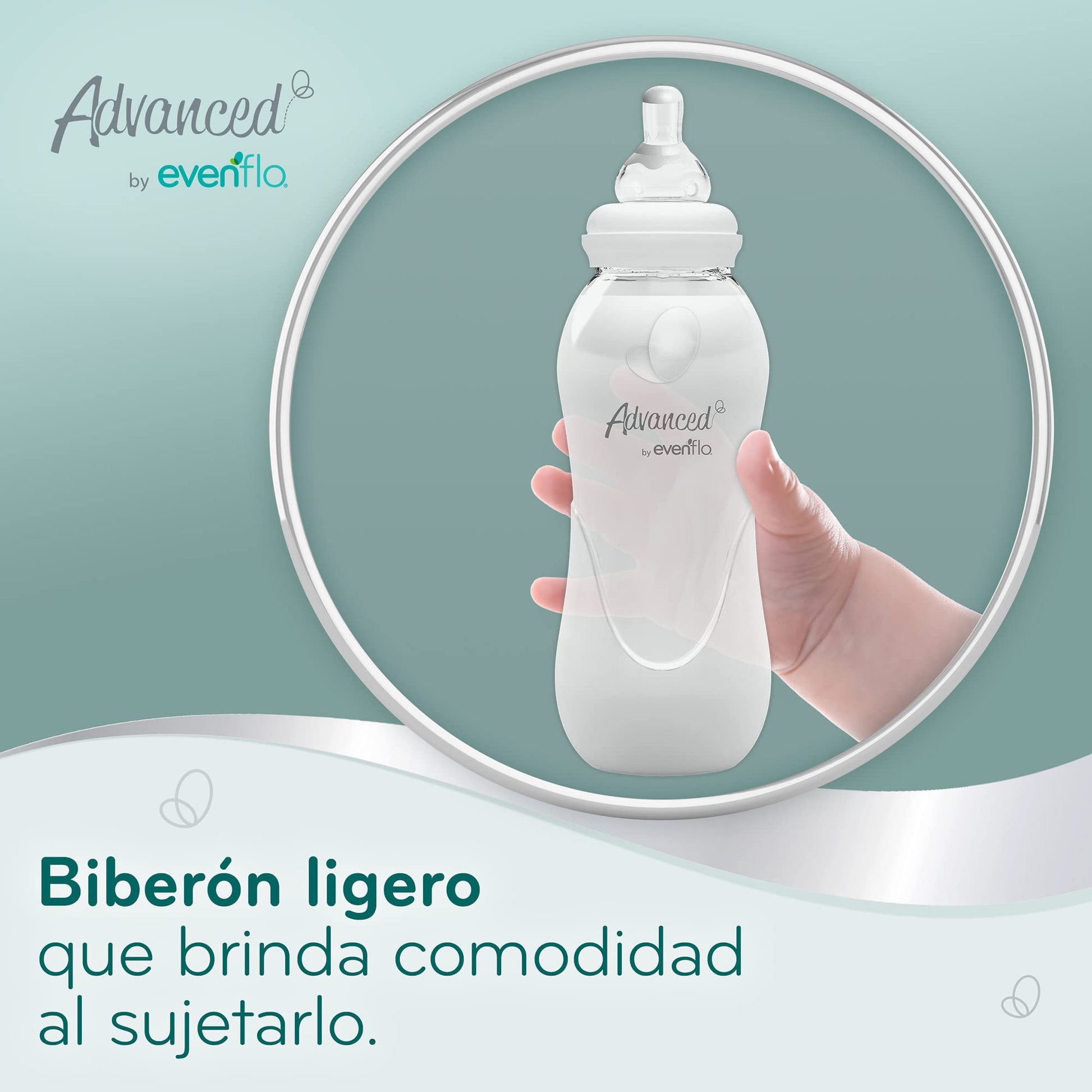 Advanced by Evenflo, Biberón Anticólicos Cuello Estándar, Niño, Color Azul, Flujo Medio, 8oz/240ml, 1 pieza, MEX.