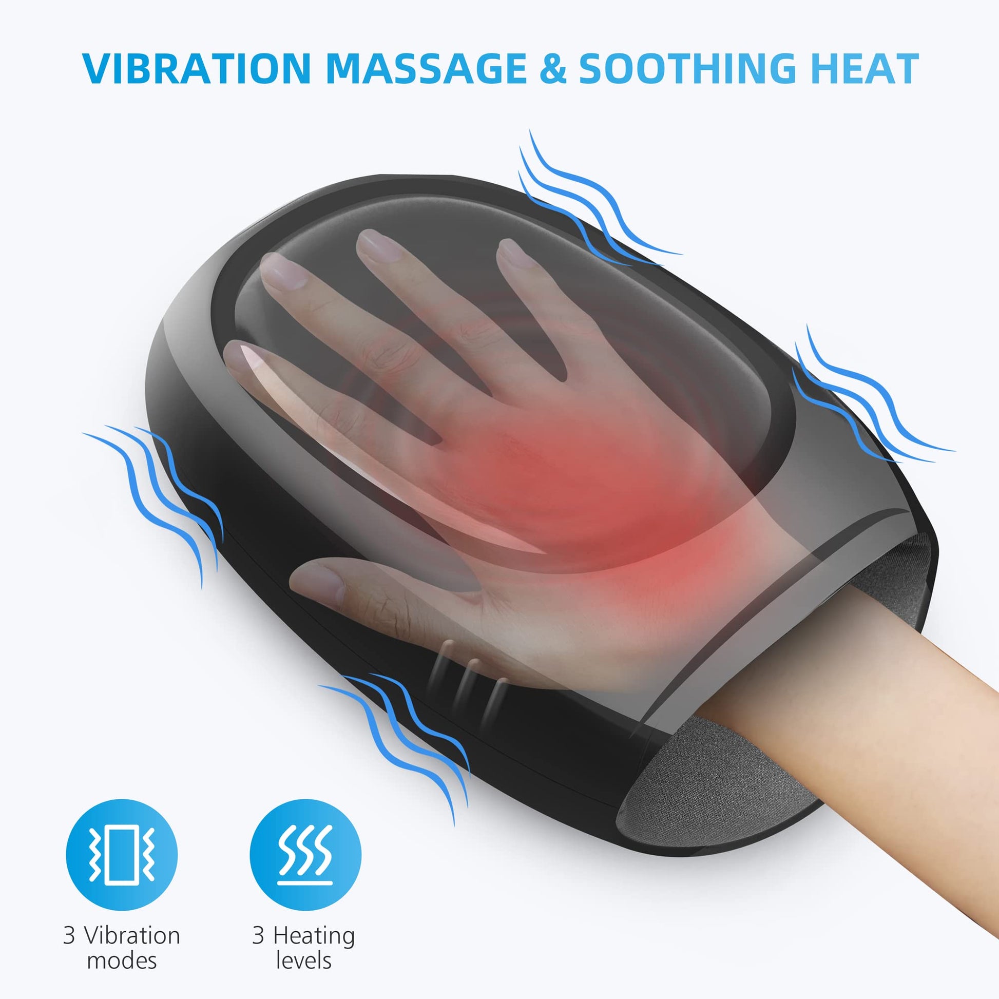 Comfier Máquina masajeadora de manos, masajeador eléctrico inalámbrico de manos con calor y compresión, vibración, control de aplicación, masajeador de dedos de muñeca para artritis y túnel carpiano, alivio del dolor, regalos (negro)