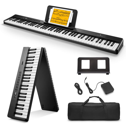Donner DP-10 Teclado de Piano Portátil de 88 Teclas para Principiantes, Teclado de Piano Plegable Bluetooth con Teclado de Tamaño Completo de 88 Teclas, Acorde, Grabación, Paquete de Piano Digital
