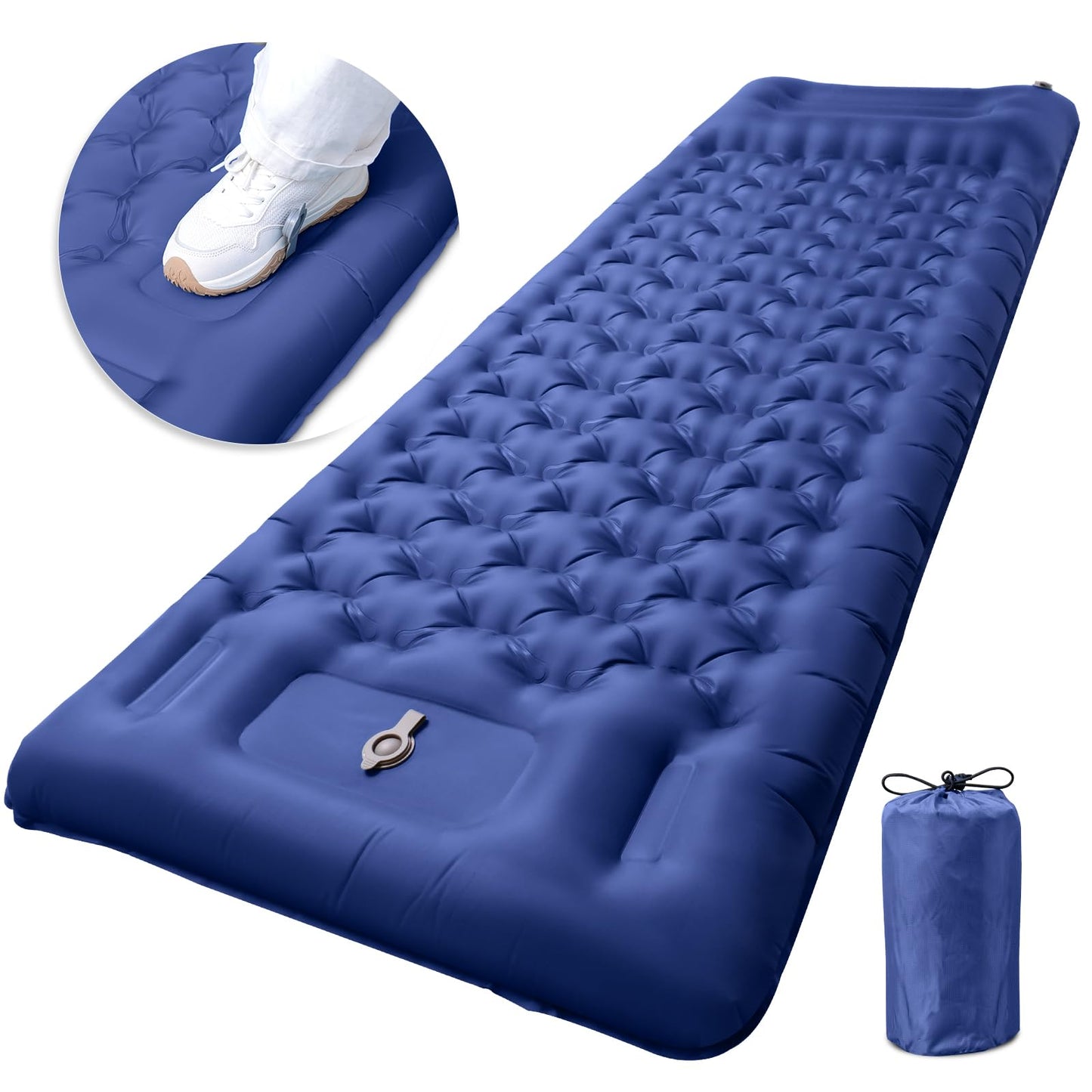 GDREAMT - Almohadilla de dormir inflable para acampar con almohada, grosor extra de 4 pulgadas con bomba integrada, colchón de aire compacto y ultraligero para mochileros, senderismo, tienda de