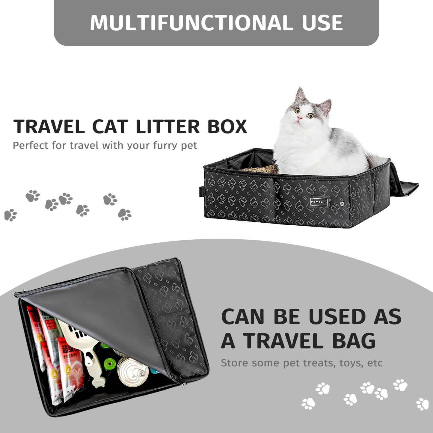 Caja de Arena Portátil Petsfit Beige Antifugas Plegable para Gatos en Viajes