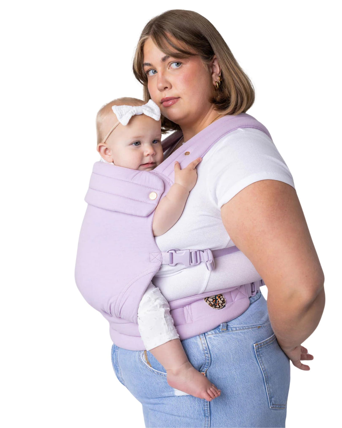 Mabē Monarch - Portabebés ergonómico de algodón de alta calidad, estructura suave, para recién nacidos a niños pequeños, diseño sano para-cadera, 3 posiciones de transporte (3.2-15.9 kg), ligero y