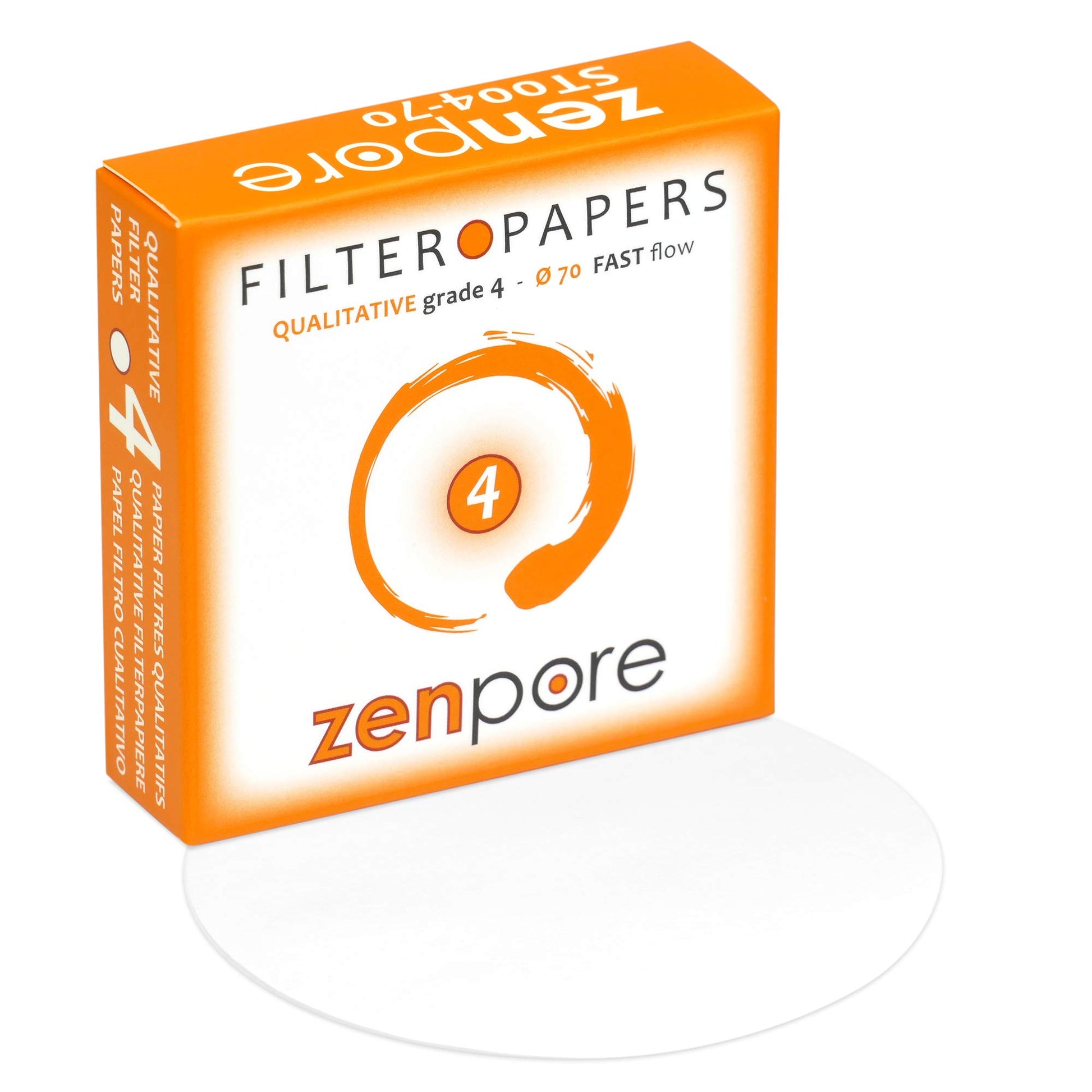 Papel Filtrante ZENPORE 70 mm Flujo Rápido Grado Cualitativo Estándar 4