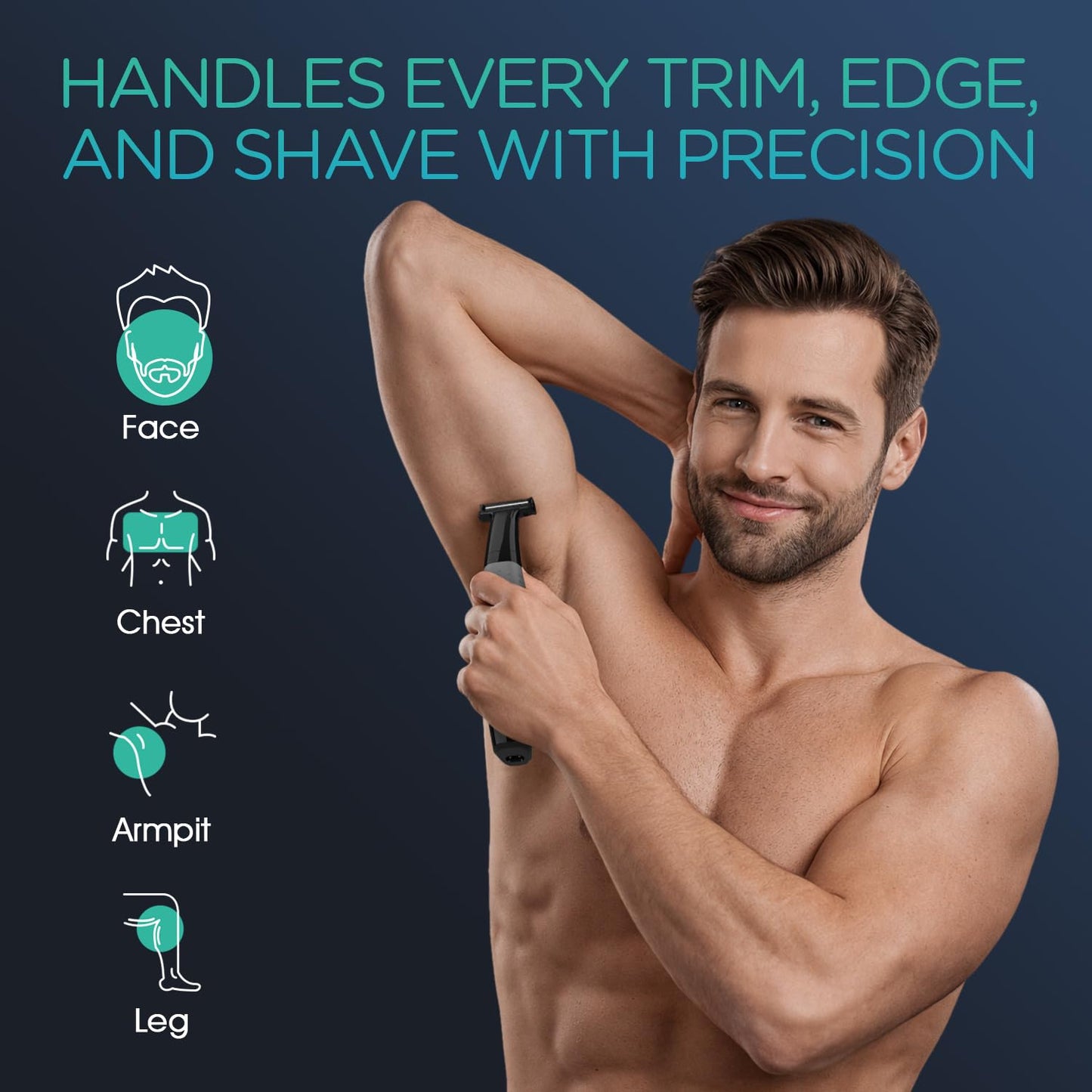 VOYOR Cortadora de barba para hombre, cortapelos profesional con peine de longitud ajustable, para nariz, cara, cuerpo, todo en 1, kit de aseo para hombre, afeitadora eléctrica inalámbrica y afeitadora, recargable, húmedo/seco TX510