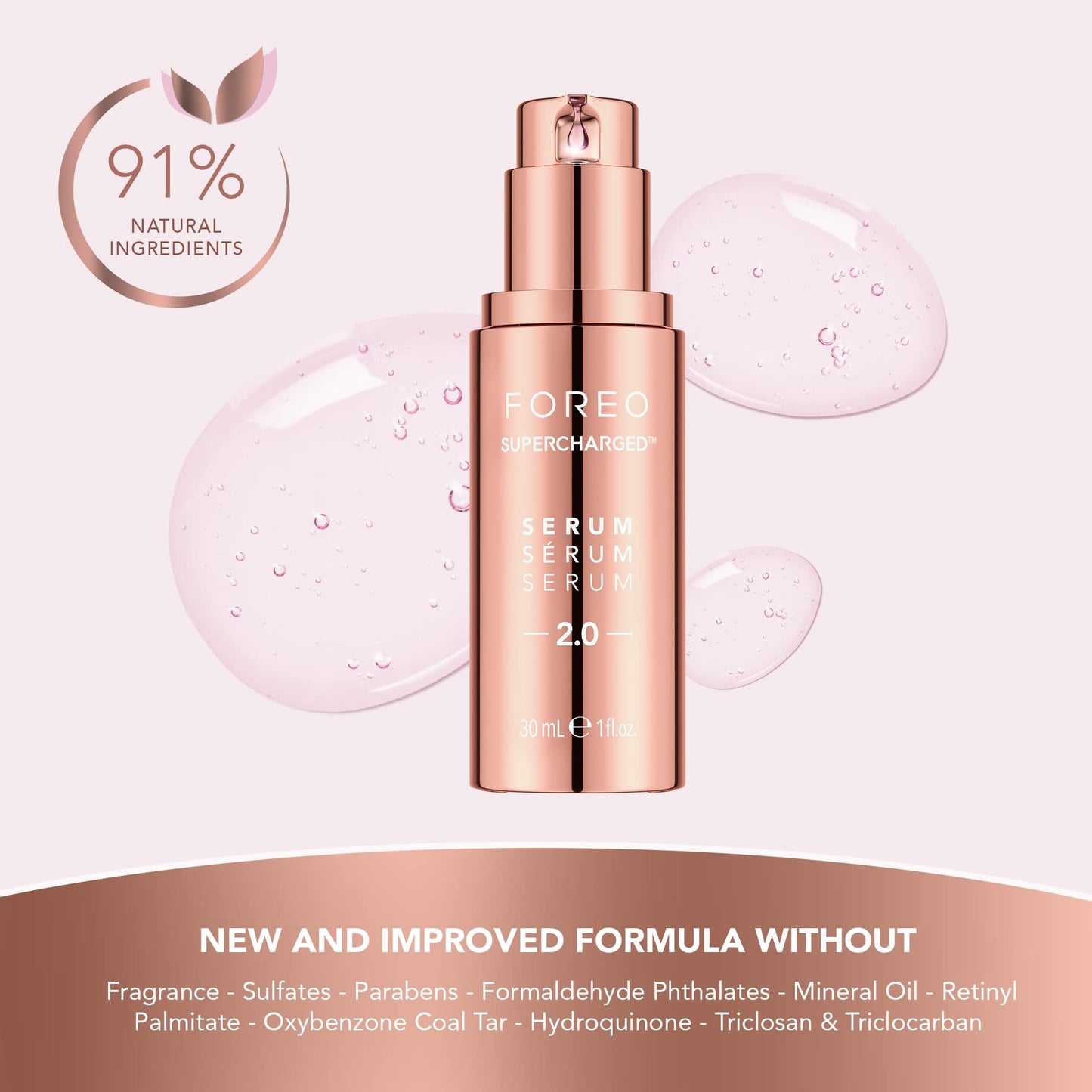 FOREO SUPERCHARGED SERUM SERUM SERUM 2.0 - Microcurrent Conductive Gel - Hyaluronic Acid & Squalane - Rejuvenating & Hydration - Vegan & Cruelty-free - All Skin Types - 1 fl.oz