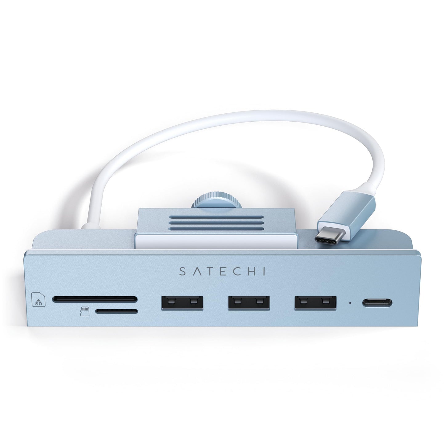 Hub USB C Satechi Plata con Puerto de Datos y Lector de Tarjetas para Apple Studio Display y iMac M1 24" 2021