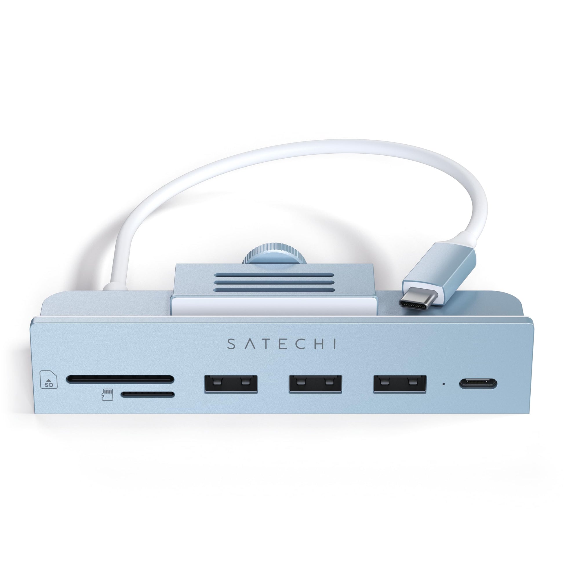 Hub USB C Satechi Plata con Puerto de Datos y Lector de Tarjetas para Apple Studio Display y iMac M1 24" 2021