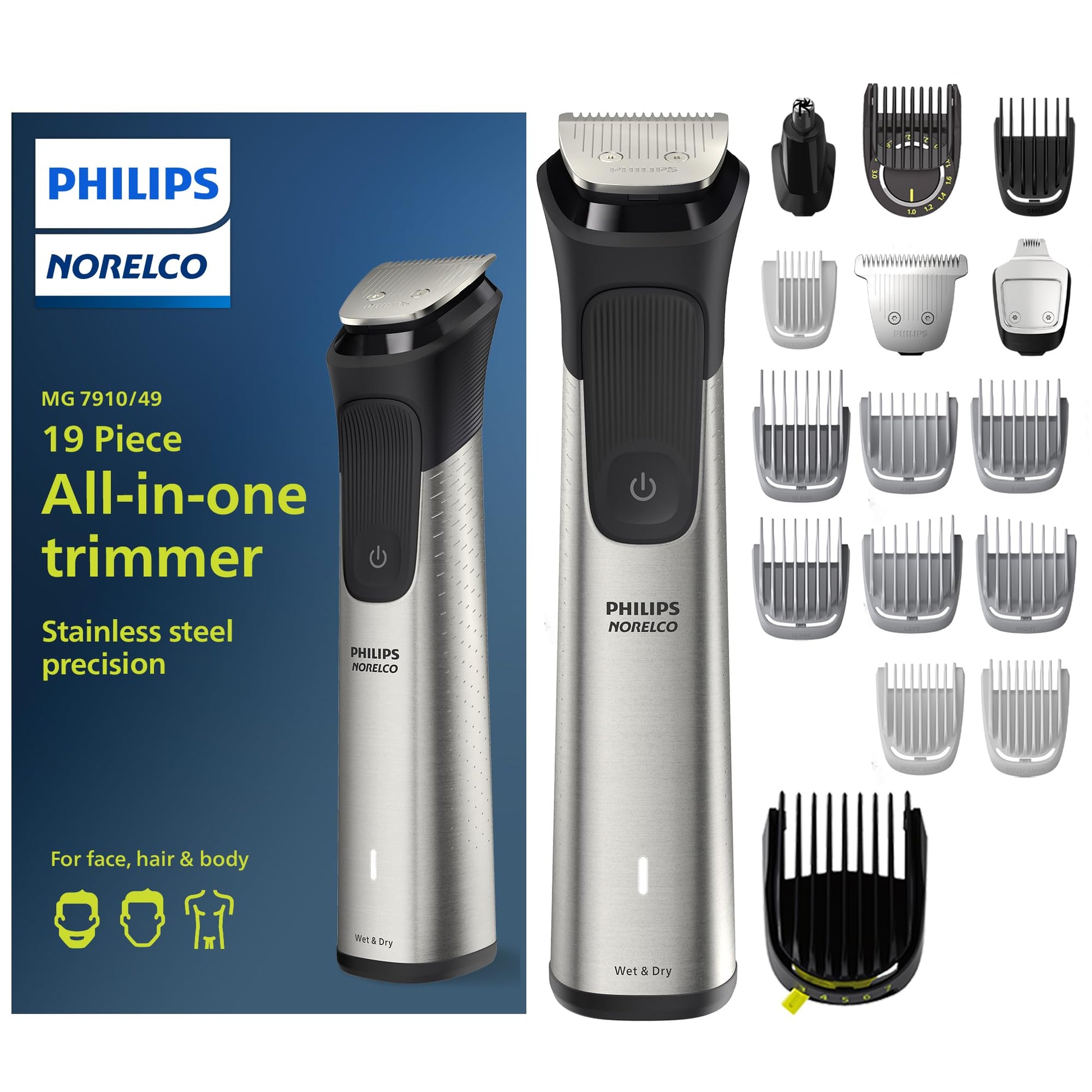 Kit de Aseo Philips Norelco Multigroom Series 7000 para Hombre sin Aceite de Cuchillas