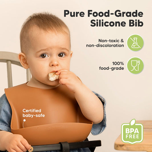 Baberos de Silicona KeaBabies Rosas y Azules Gran Colector de Alimentos para Bebés Niñas y Niños