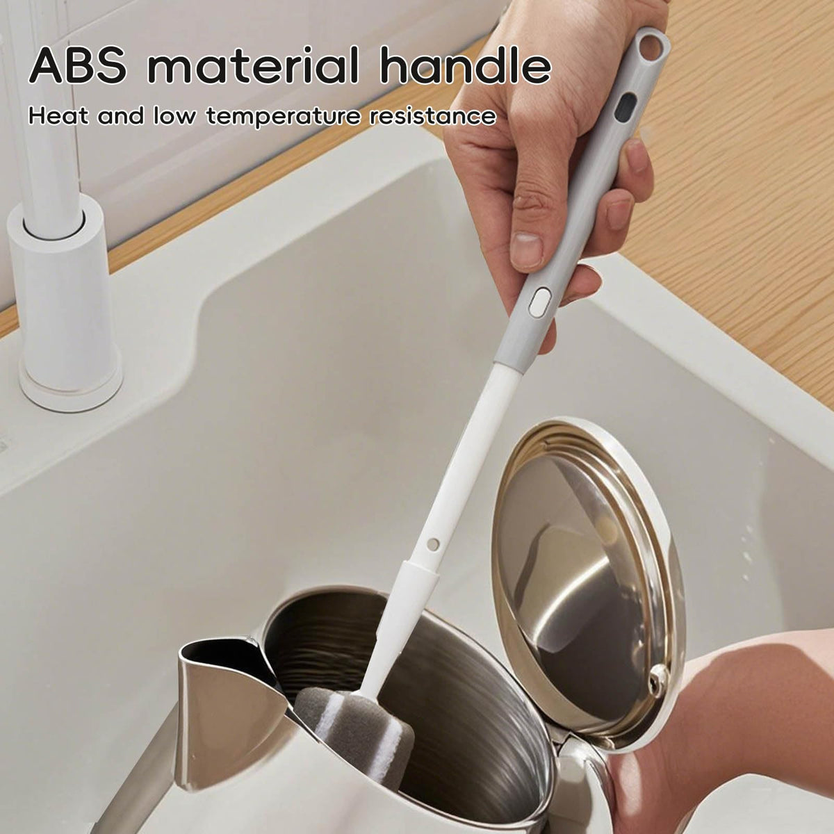 Paquete de 3 cepillos de taza de mango largo, mango extensible, cepillo para polvo de biberón, cepillo para polvo de nailon, cepillo para polvo de esponja, cepillo para polvo para fregar tazas de agua