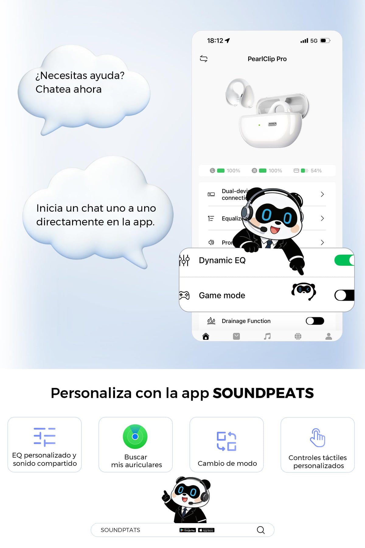 Audífonos Inalámbricos SoundPEATS PearlClip Pro Blanco Open-Ear