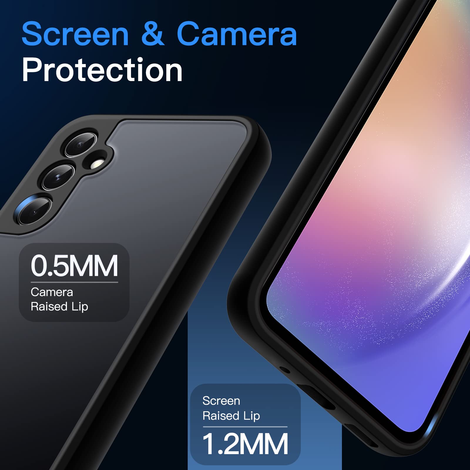 JETech Funda Mate para Samsung Galaxy A54 5G 6,4 Pulgadas, Carcasa Fina Trasera Translúcida Esmerilada, Antihuellas (Negro)
