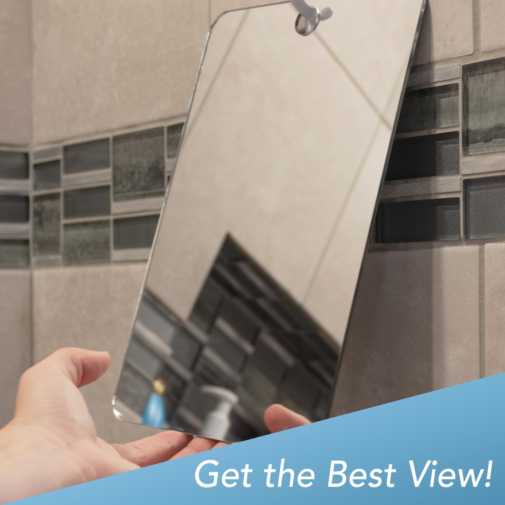 The Shave Well Company - Espejo de Afeitar antivaho XL, Espejo de Ducha de baño sin Niebla con opción de Mano para Hombres y Mujeres, Espejo de Ducha Colgante sin Niebla Incluye Gancho calcomanía