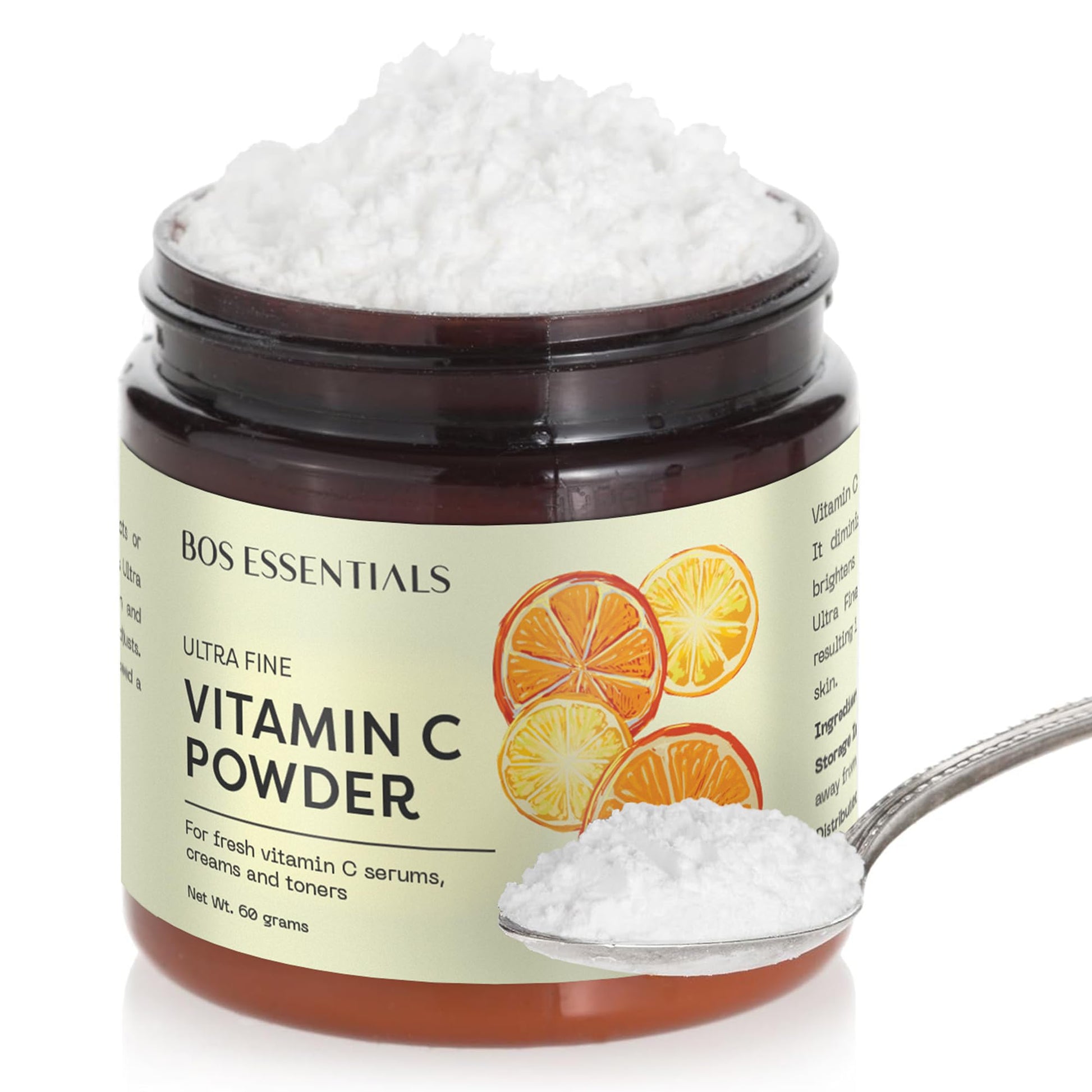 Polvo de vitamina C de grado cosmético ultrafino | SE DISUELVE AL INSTANTE EN AGUA | La mejor calidad disponible (MALLA 325) | Haga su propio suero de vitamina C fresco y efectivo