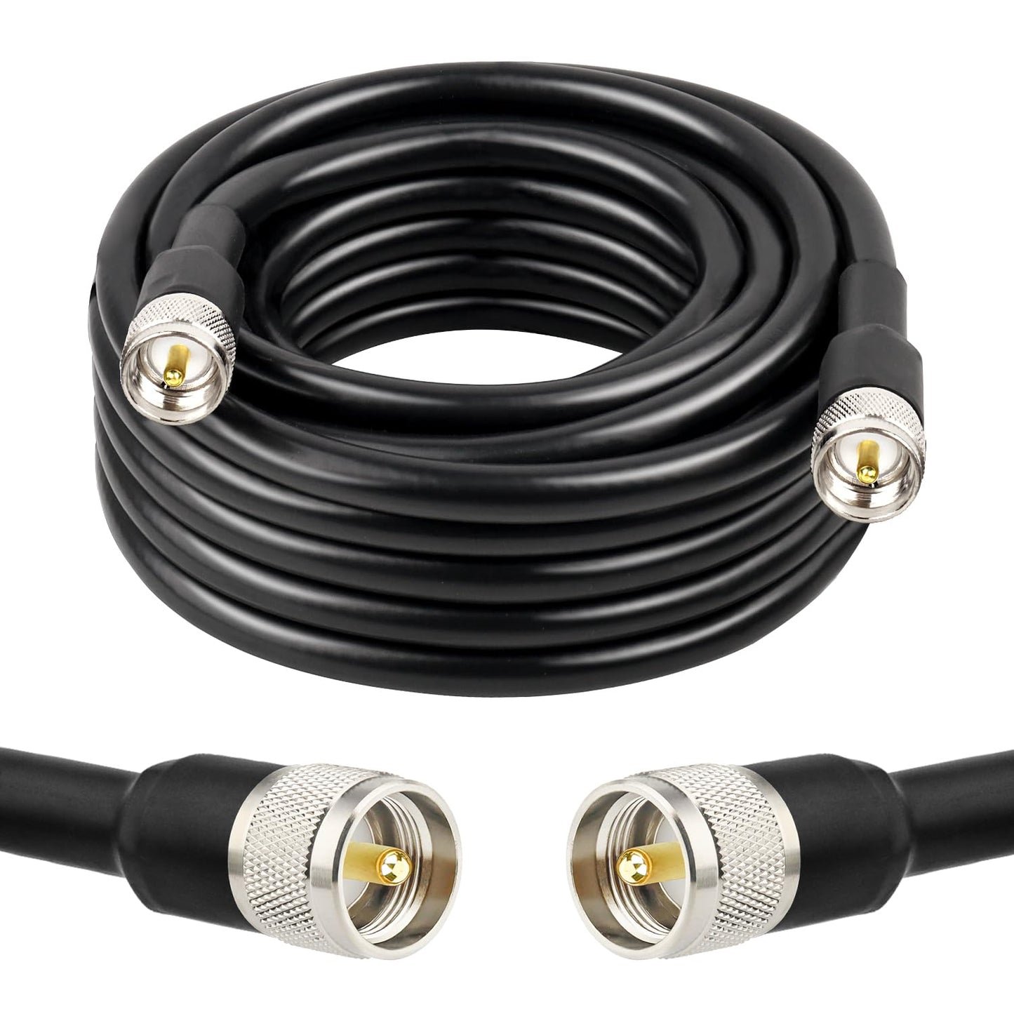 XRDS - Cable coaxial RF CB de 20 pies, KMR 400 UHF PL-259 UHF macho coaxial de baja pérdida de 50 ohmios para radio Ham CB,aficionado, radio de jamón, radio bidireccional, medidor SWR