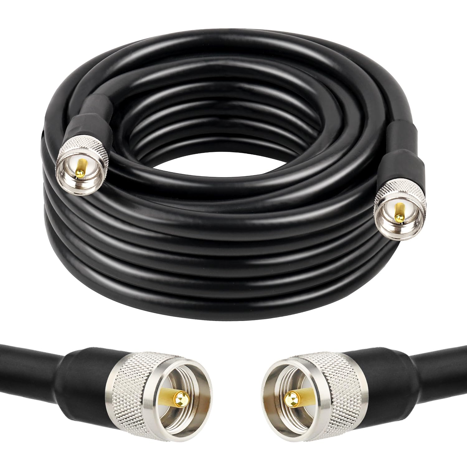 XRDS - Cable coaxial RF CB de 20 pies, KMR 400 UHF PL-259 UHF macho coaxial de baja pérdida de 50 ohmios para radio Ham CB,aficionado, radio de jamón, radio bidireccional, medidor SWR