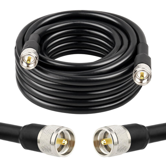 XRDS - Cable coaxial RF CB de 20 pies, KMR 400 UHF PL-259 UHF macho coaxial de baja pérdida de 50 ohmios para radio Ham CB,aficionado, radio de jamón, radio bidireccional, medidor SWR