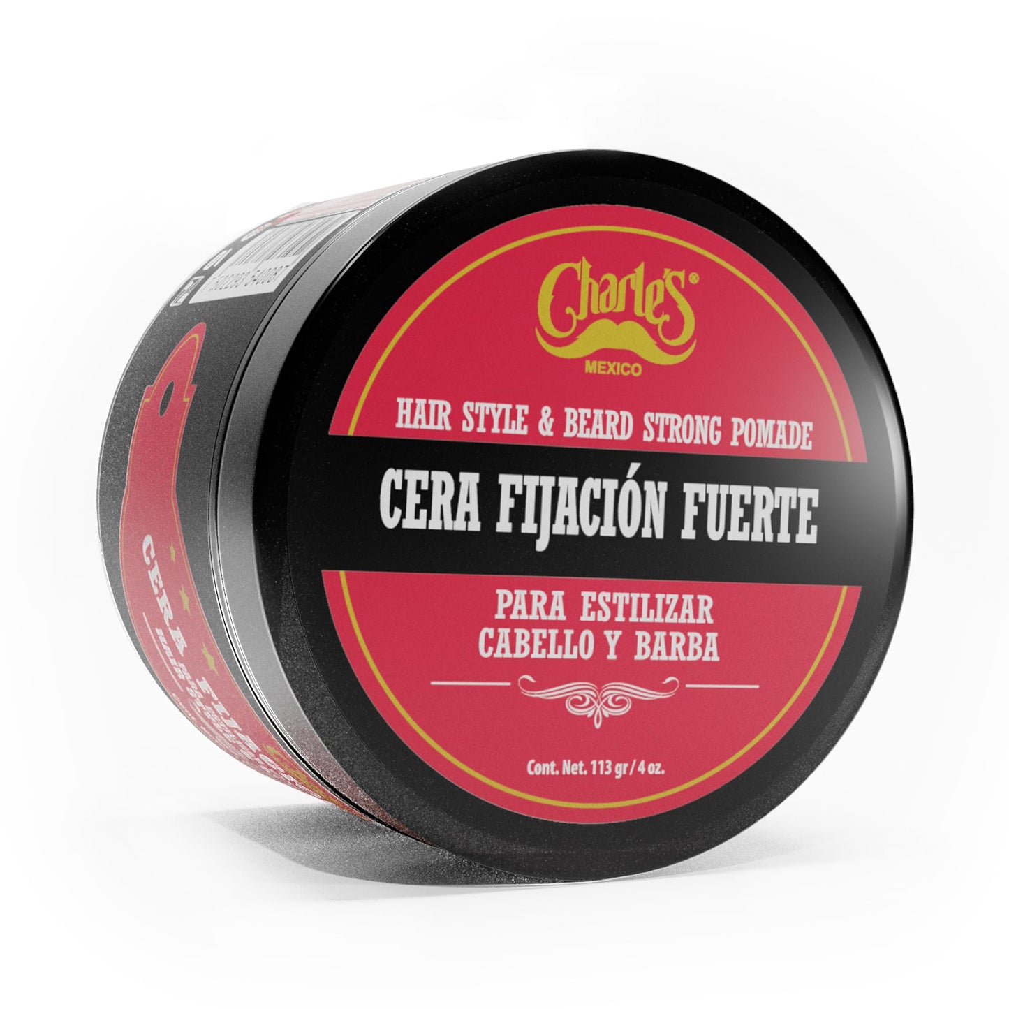 Charle's - Cera Fijación Fuerte 113g - Pomada para cabello - Aroma a vainilla - Con aceite de ricino - Base agua