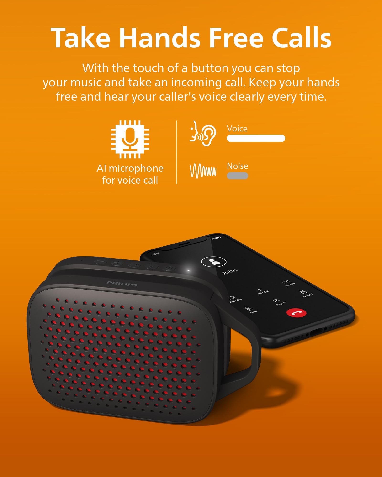 Bocina Philips Wireless portátil Speaker hasta 12 Horas de Tiempo de reproducción