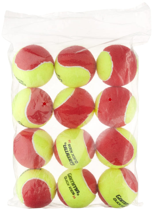 Gamma Deportes Pelotas de Entrenamiento de niños (de transición), Quick Kids 36, Amarillo/Rojo, Paquete de 12 Unidades